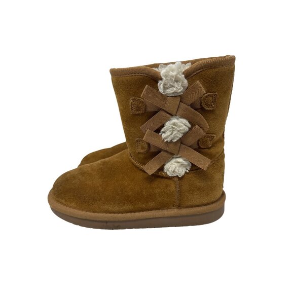 Koolaburra By Ugg Girls Victoria Chestnut Suede Boots With Bow Accents Size 1 - Picture 4 of 13